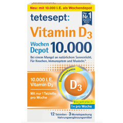 Vitamin D3 10,000 IU weekly depot tablets, 12 tablets, 6 g Dietary supplement by tetesept 
