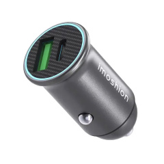 IMOSSION 2-port USB-C / USB Car Fast Charger Universal, 20 Volt, Black