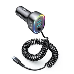 JOYROOM JR-CL19 4 in 1 Car Fast Charger PD, QC3.0, AFC, FCP USB Charger Universal, Black