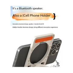 DECOME Bluetooth Speaker with Smartphone Holder – Foldable, Powerful Bass, Black