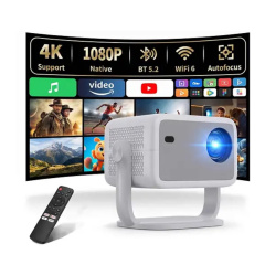 DEBUY Native 1080P 4K Decoding Auto Focus WiFi 6 Mini Projector (Full HD+, 650 ANSI Lumens)