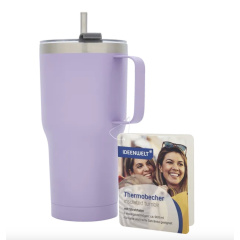 Lilac thermal mug with straw