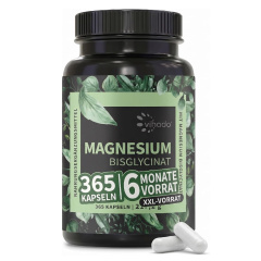 Sport Vihado Magnesium Bisglycinate 365 XXL Supply - Muscle and Nerve Function, 200 mg Elementary