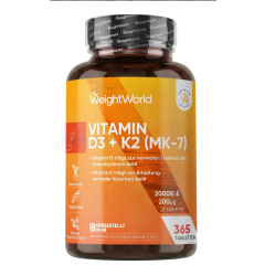 WeightWorld Vitamin D3 K2 2000 IU - 1 Vit D3 K2 Tablet Every 2 Days