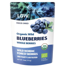 Dried Organic Wild Blueberries, No Added Sugar, 113 g, 100% Whole Fruit Wild Blueberries, 