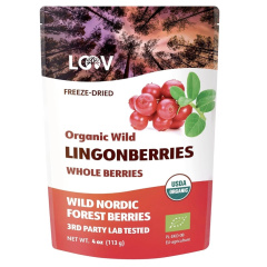 LOOV Freeze-Dried Organic Wild Cranberries, No Added Sugar, 100% Whole Fruit, Dried Cranberries, Wild from Northern European Forests, 113 g, 23 Day Supply