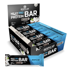 Milky Pro Protein Bar Coconut 12 x 60 g, Delicious Protein Bar with Chocolate