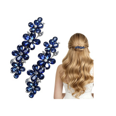 2 Blue Hair Clips for Women Rhinestone Clips 