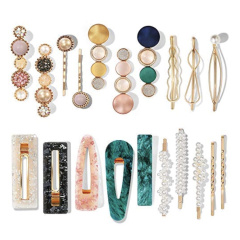 Pack of 20 Beads and Acrylic Resin Hair Clips