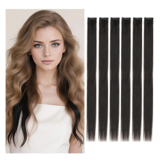 Benehair Clip-In Real Hair Extensions, Pack of 6, 25 cm, Single Clip, Real Hair Extension Highlights for Women