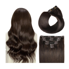 SUYYA Clip-In Real Hair Extensions 14 Inches 35 cm #2 Dark Brown