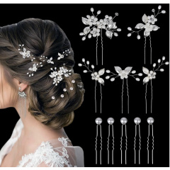 Pack of 10 Wedding Silver Hair Accessories Bridal Hair