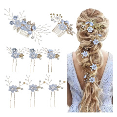  6 x Hair Clip & 2 Pieces Bridal Hair Pieces